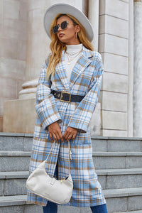 Plaid Button Front Longline Coat