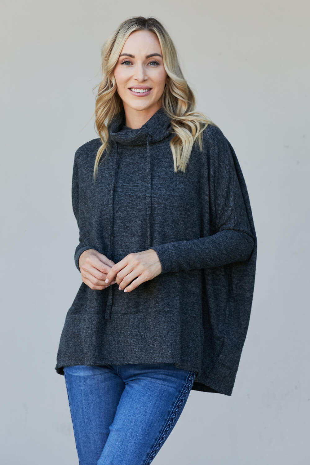 Zenana Full Size Brushed Cowl Neck Sweater