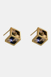 Checkered Rhinestone Cube Stud Earrings