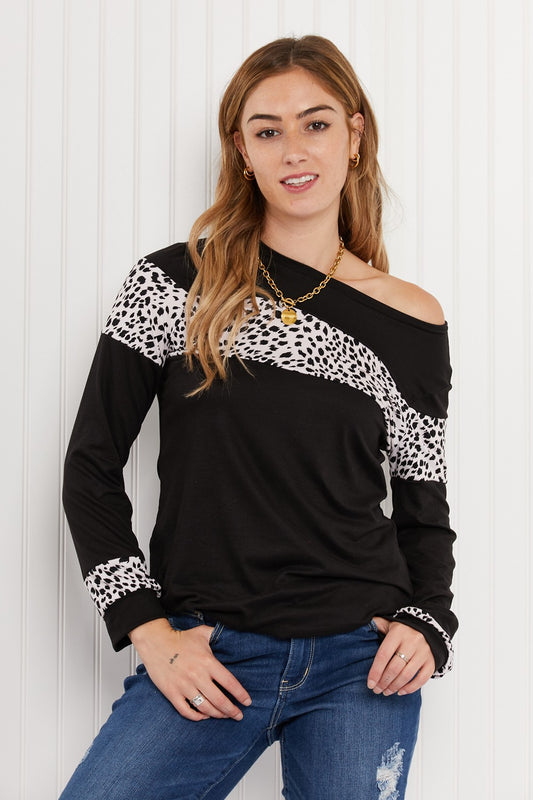 Acting Pro Wild for the Weekend Full Size Leopard Contrast Top