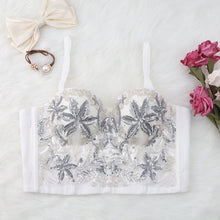 Load image into Gallery viewer, Sequined Floral Bustier with Beads
