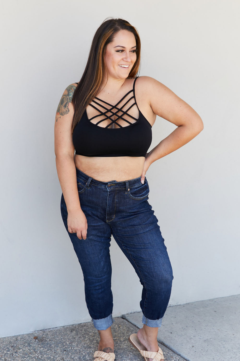 Zenana Weekend Ready Full Size Strappy Bralette