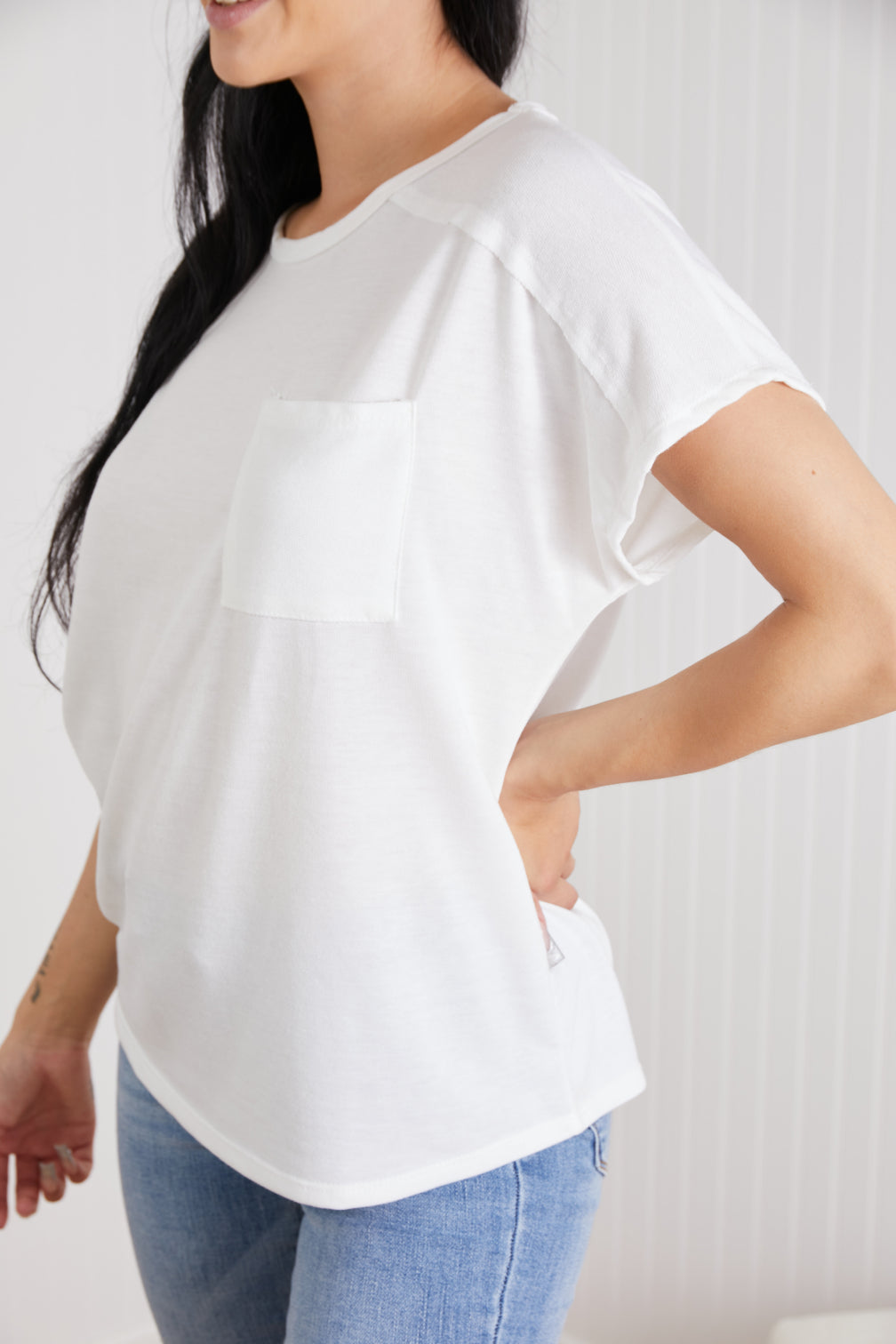 Sew In Love Stay and Chat Love Full Size Pocket Tee in Ivory