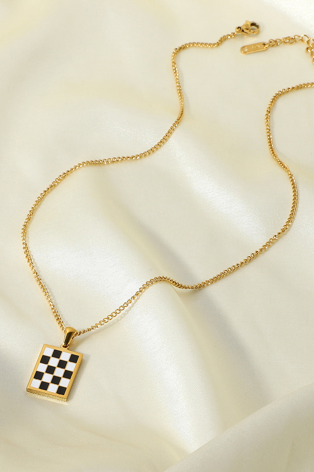 Checkerboard Style Pendant Necklace