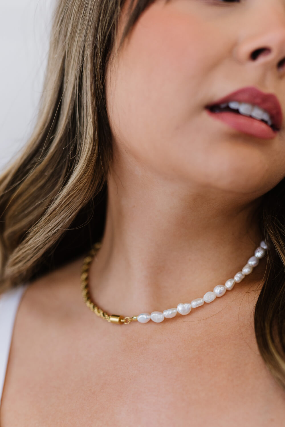 Best of Both Worlds Pearl and Chain Half and Half Necklace