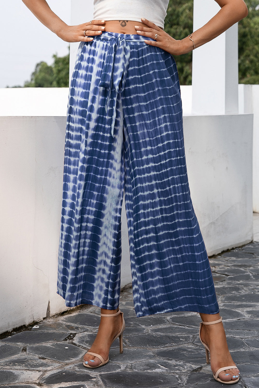 Tie-Dye Tie Waist Wide Leg Pants