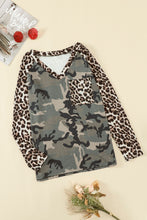 Load image into Gallery viewer, Leopard Camouflage Print V-Neck Long Sleeve Tee
