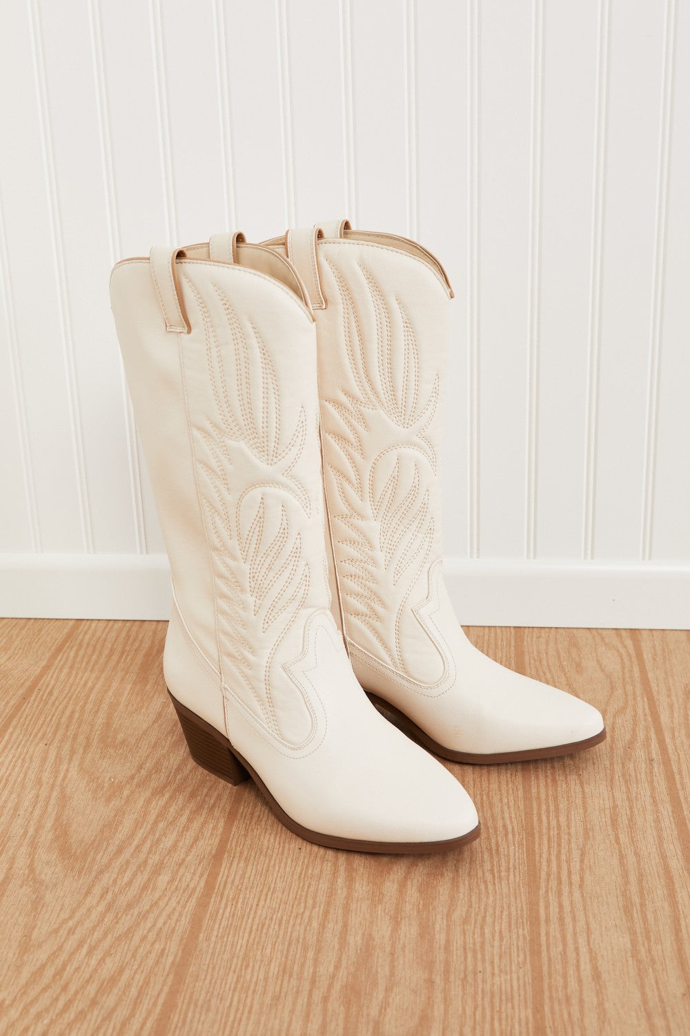 Qupid Mountain Fever Mid-Calf Cowboy Boots in Stone