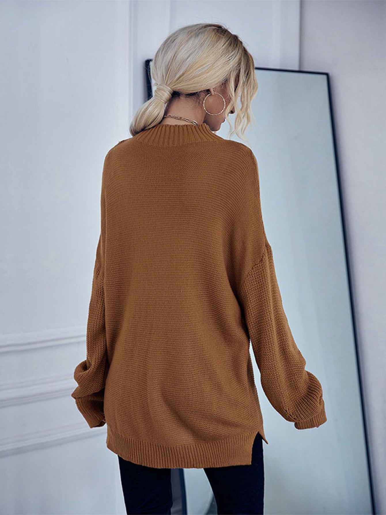 Dolman Sleeve Mock Neck Sweater