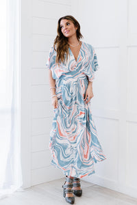 ODDI Down to Earth Full Size Run Marbled Midi Dress