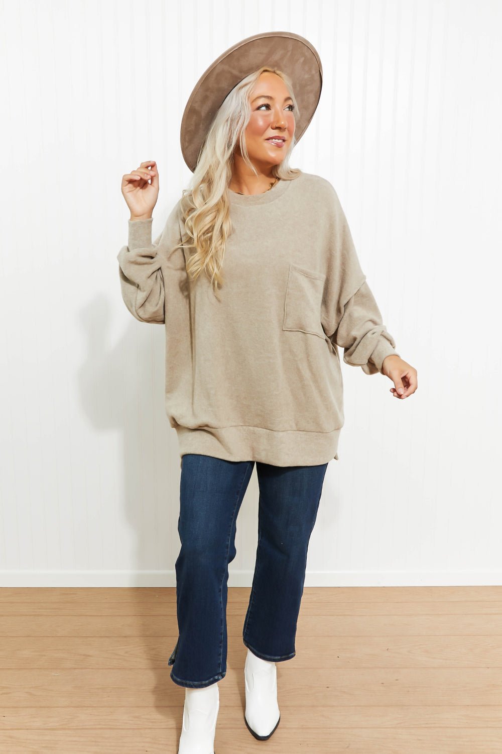 Zenana Home for the Weekend Full Size Brushed Melange Sweater