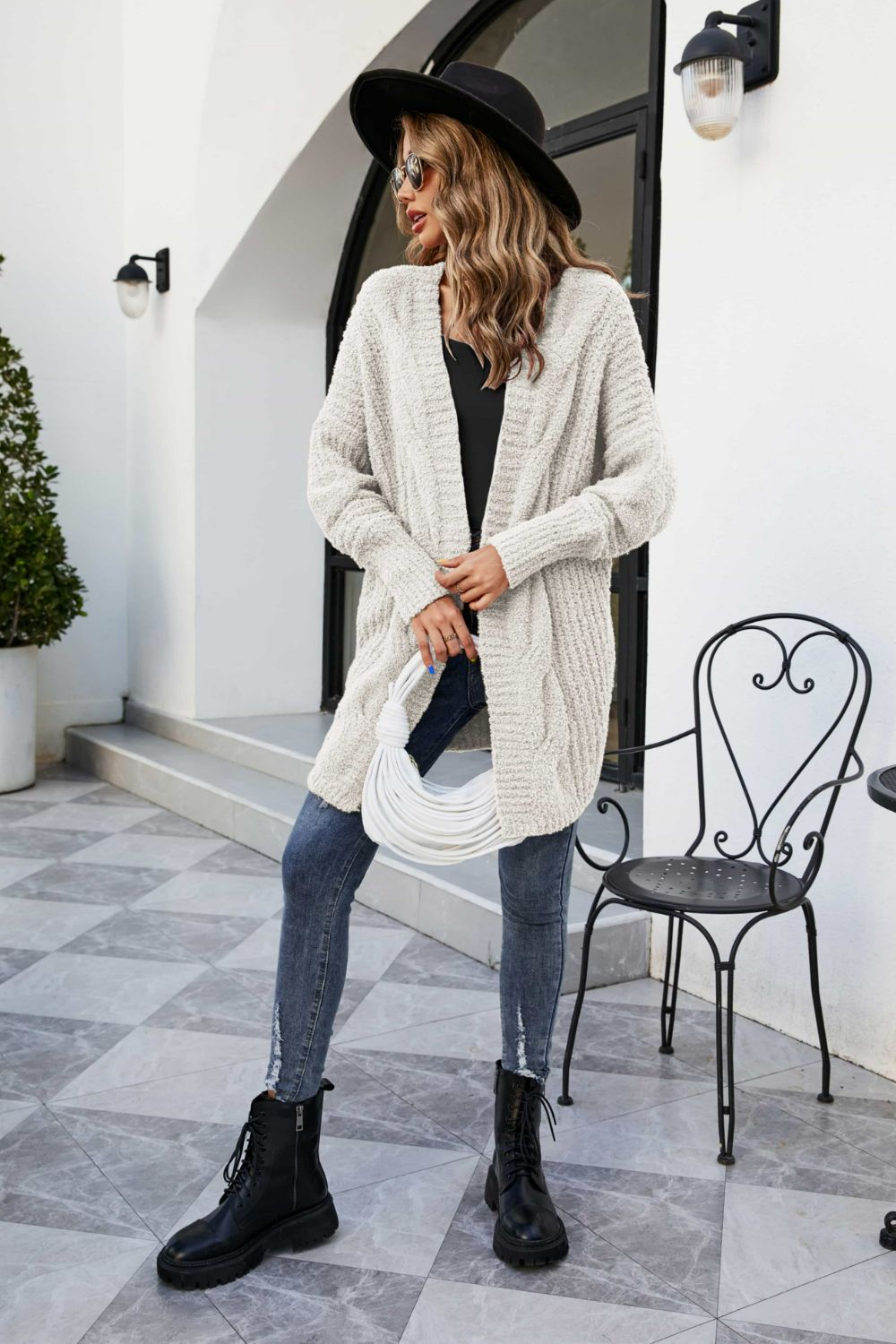 Chunky Knit Open Front Cardigan