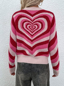 Heart Print Cropped Sweater