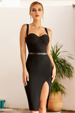 Sweetheart Neck Slit Bodycon Dress