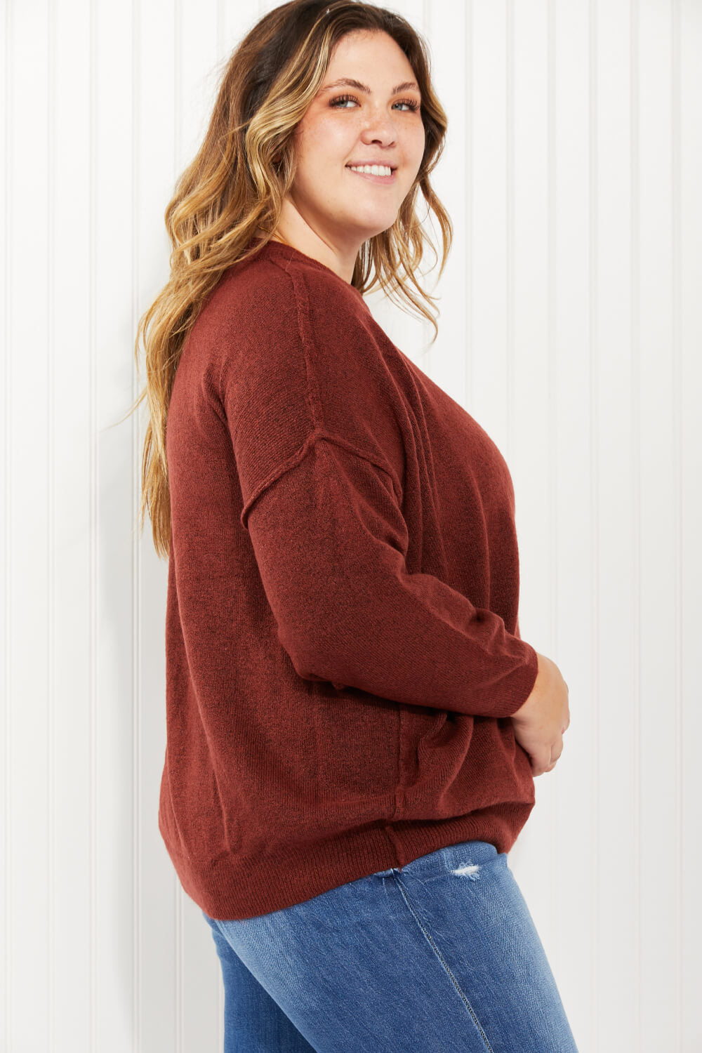 Zenana Thanksgiving Day Full Size Raw Seam Sweater