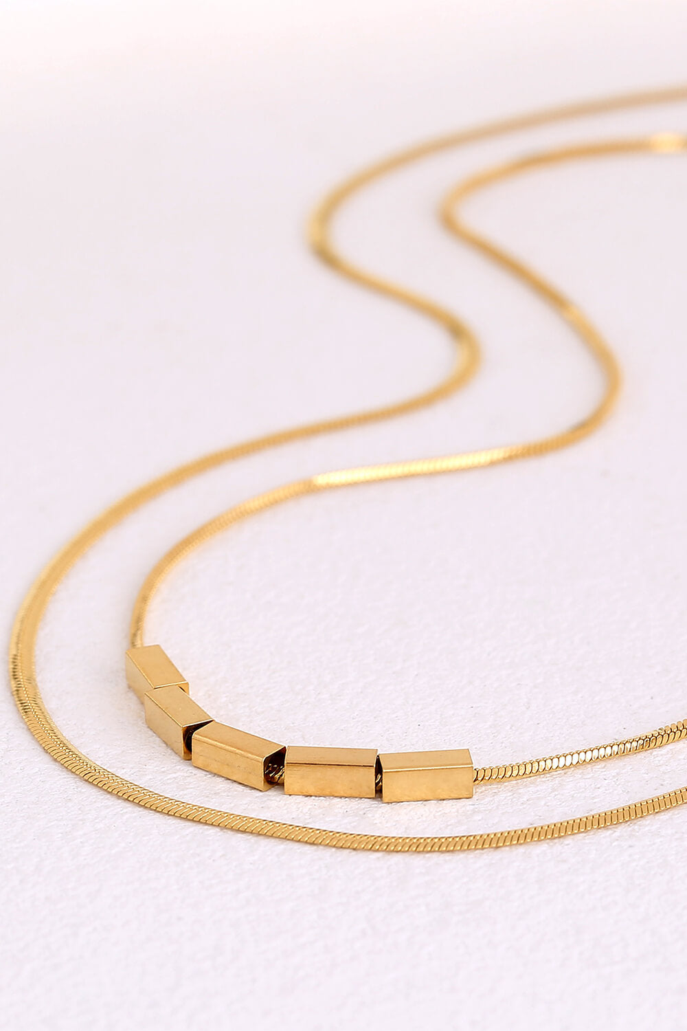 Double-Layered Herringbone Chain Necklace