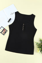 Load image into Gallery viewer, Plus Size Quarter Button Ribbed Tank
