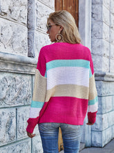 Load image into Gallery viewer, Striped Chunky Knit Long Sleeve Sweater
