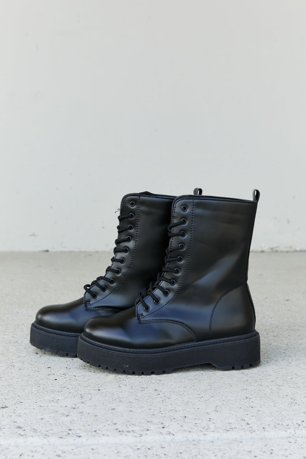 Weeboo Big Steps Platform Combat Boots in Black