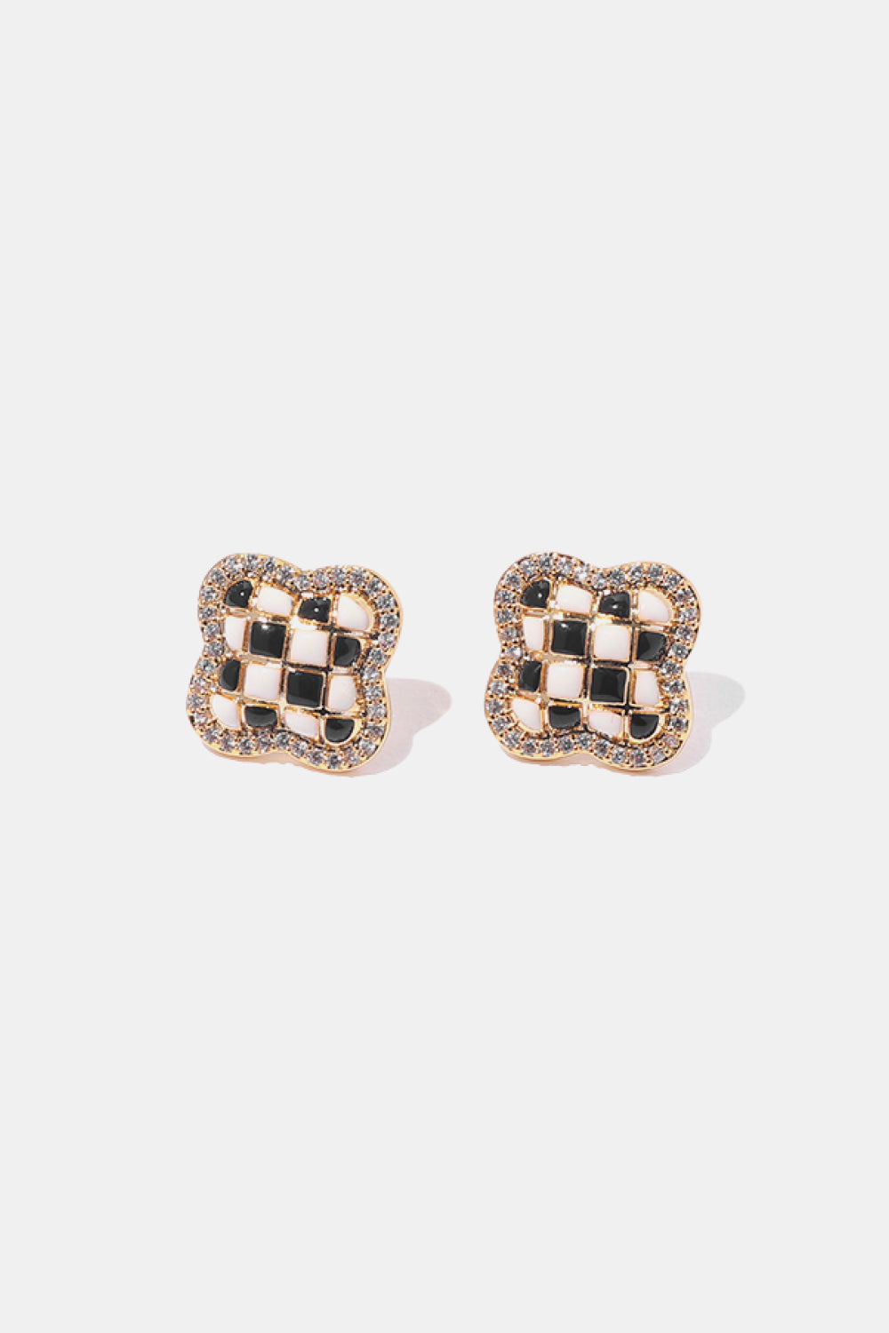 Checkered Decorative Rhinestone Stud Earrings