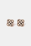 Checkered Decorative Rhinestone Stud Earrings