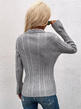 Load image into Gallery viewer, Buttoned Rib-Knit Collared Cardigan
