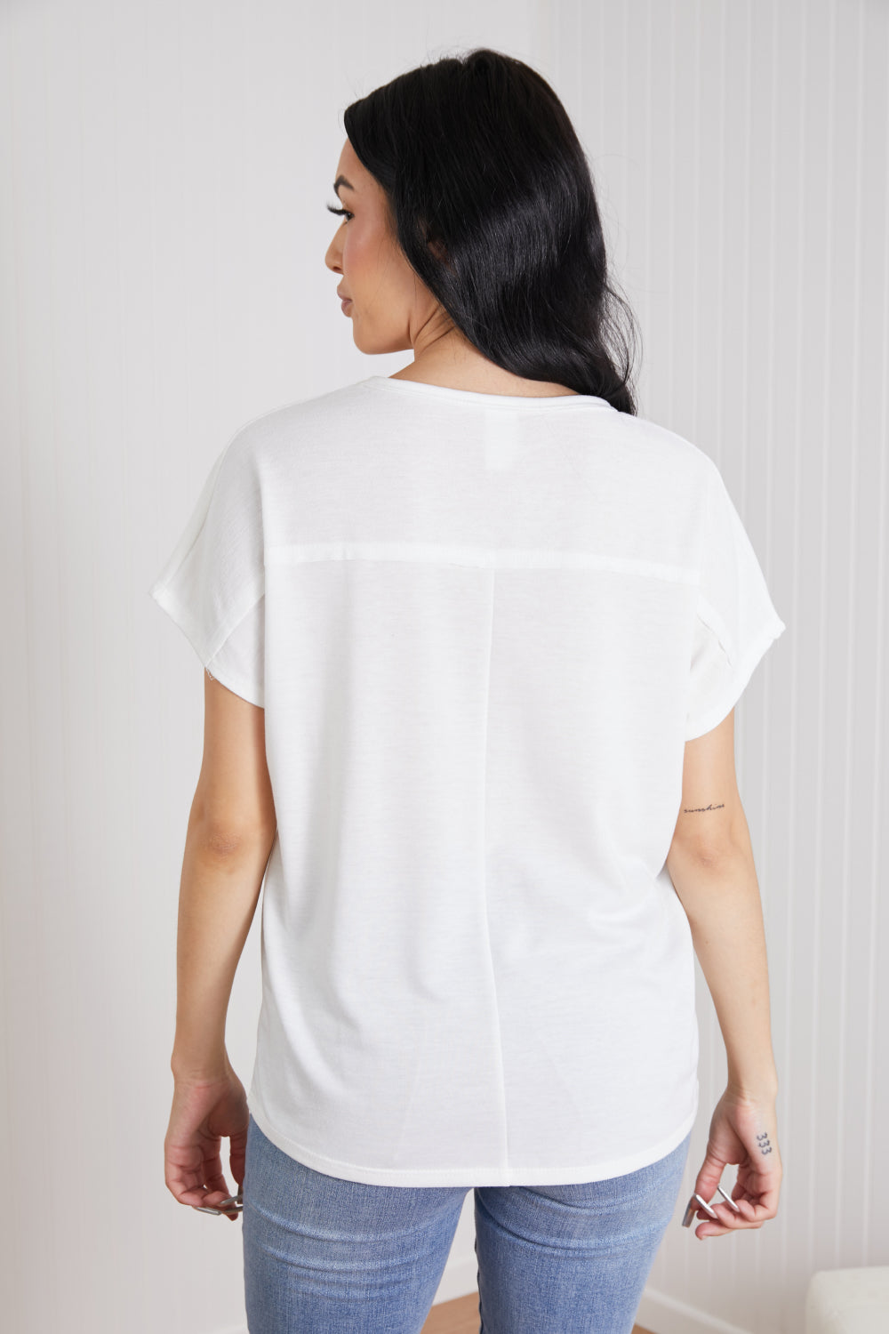 Sew In Love Stay and Chat Love Full Size Pocket Tee in Ivory