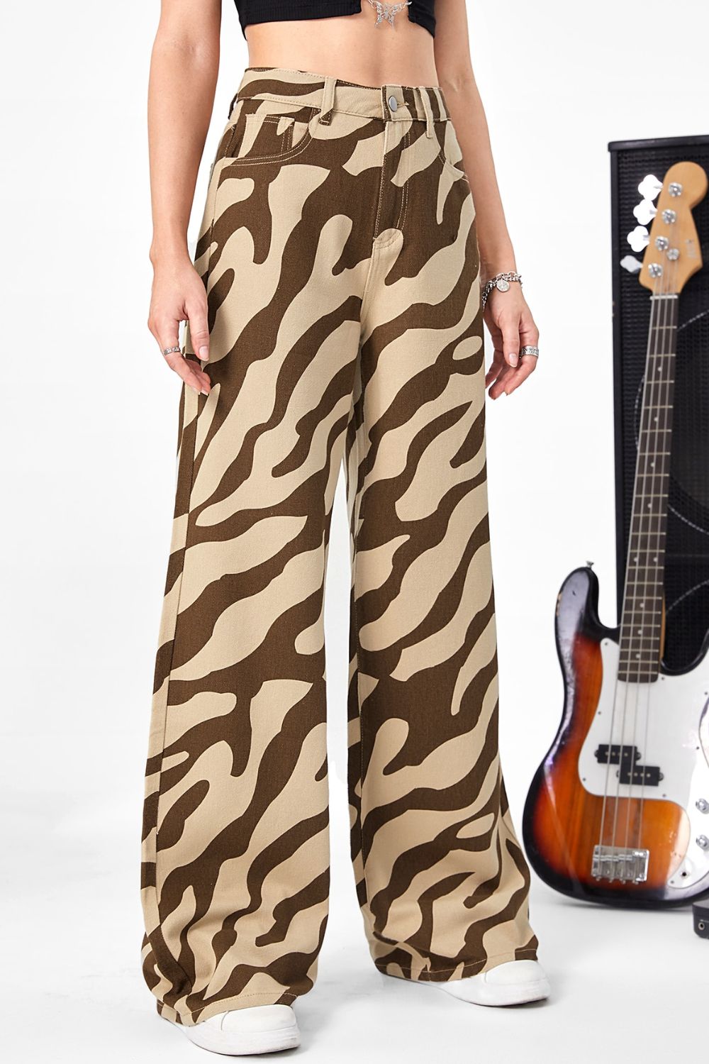 Animal Print High Waist Wide Leg Pants