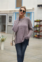 Load image into Gallery viewer, Fuzzy Side Slit High-Low Sweater
