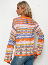 Load image into Gallery viewer, Chevron Stripes Openwork Cardigan
