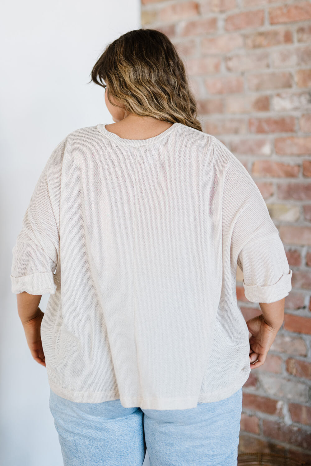 White Birch Take a Breath Full Size Knit Top