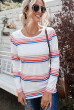 Load image into Gallery viewer, Striped Round Neck Long Sleeve Tee
