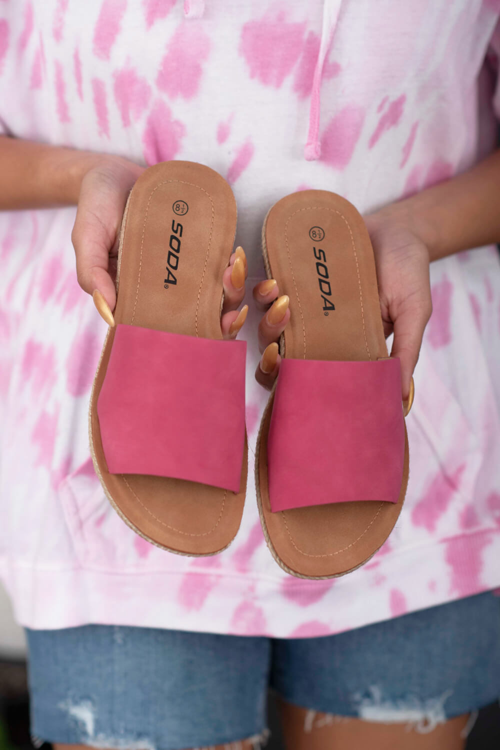 SODA Good Karma Open-Toe Espadrille Slides