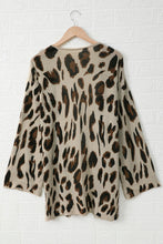 Load image into Gallery viewer, Leopard Bell Sleeve Open Front Knit Cardigan
