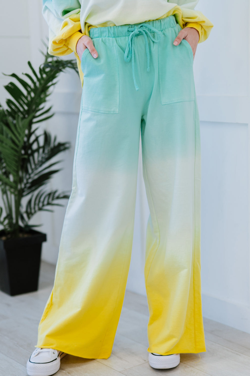 Zenana Hello Summer Full Size Run Ombre Wide Leg Sweat Pants