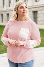 Load image into Gallery viewer, Plus Size Lace Waffle Knit Blouse
