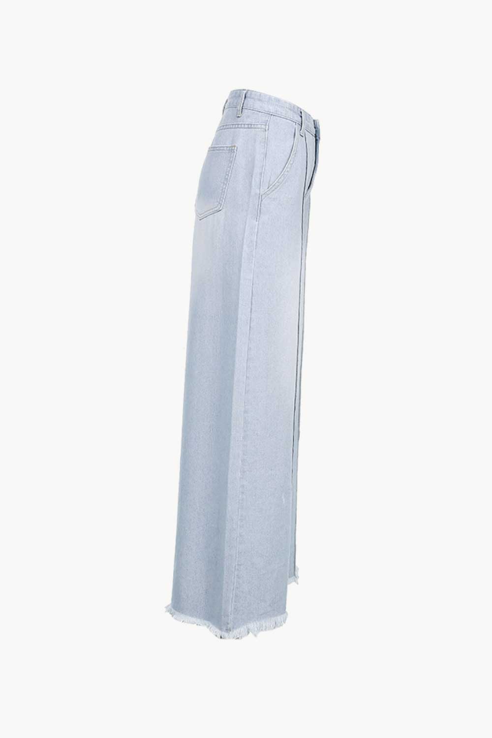 Seam Detail Fringe Wide Leg Jeans