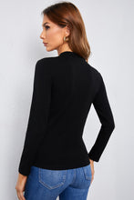 Load image into Gallery viewer, Mock Neck Lace Detail Long Sleeve Tee
