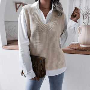 Rib-Knit V-Neck Sweater Vest