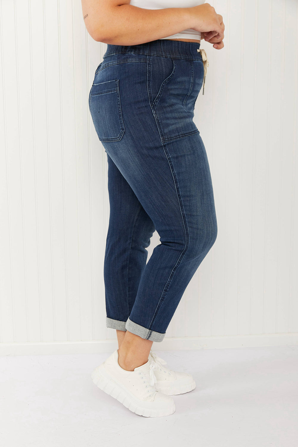 Judy Blue Full Size Drawstring Elastic Waist Jeans with Pockets