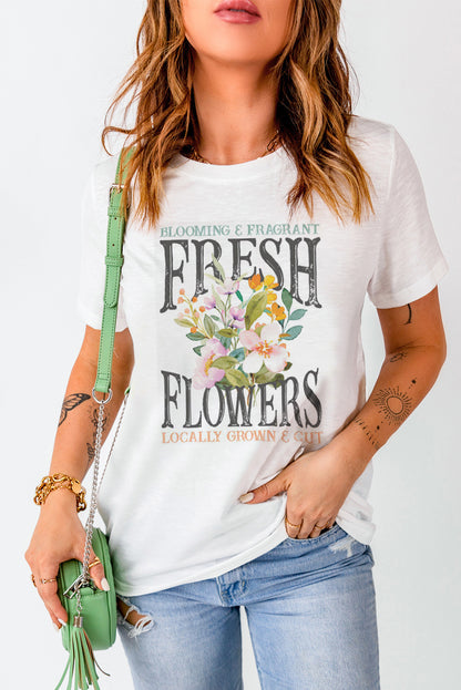 FRESH FLOWERS Round-Neck Tee