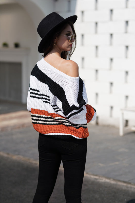 Striped Boat Neck Sweater