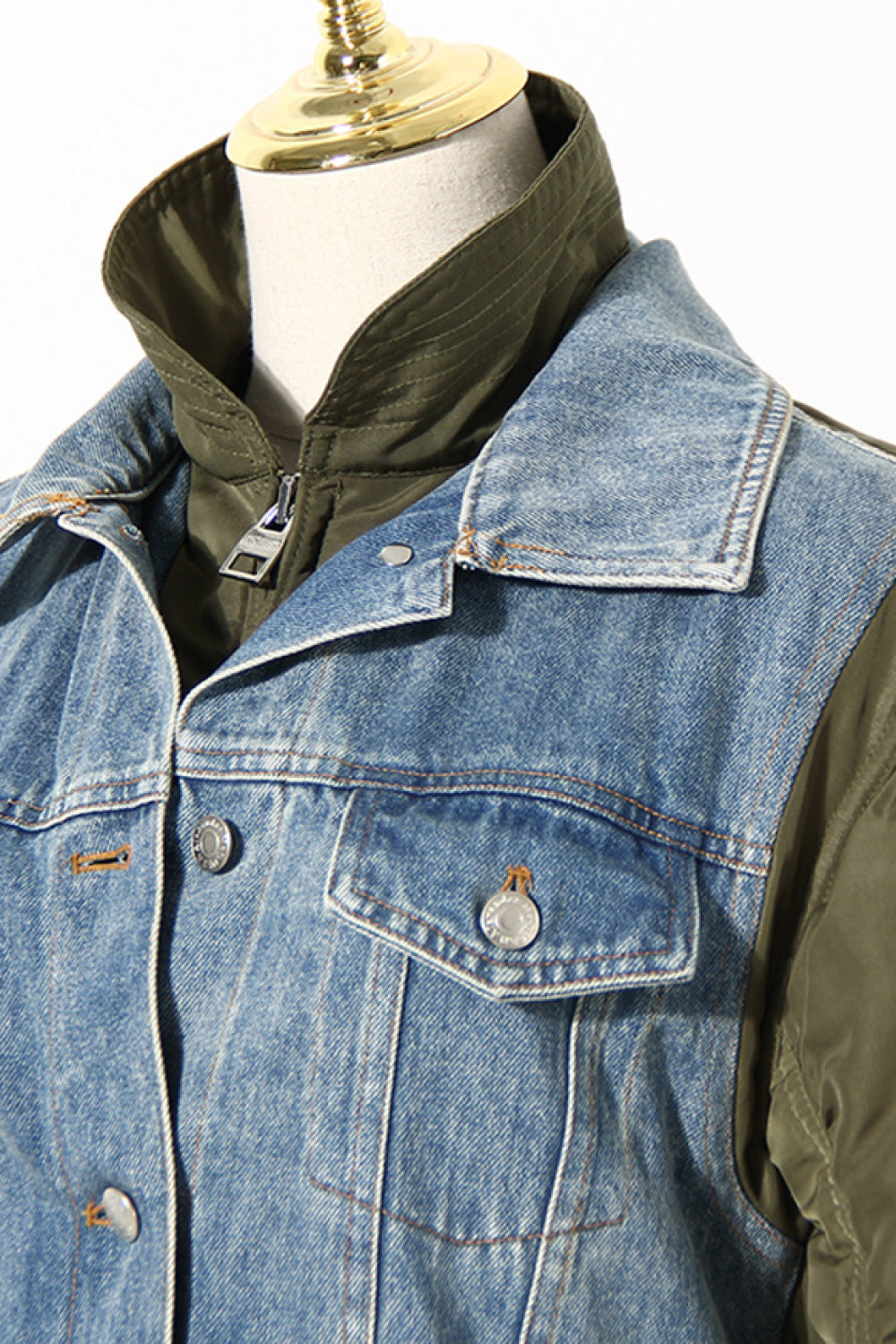 Two-Tone Denim Jacket with Pockets