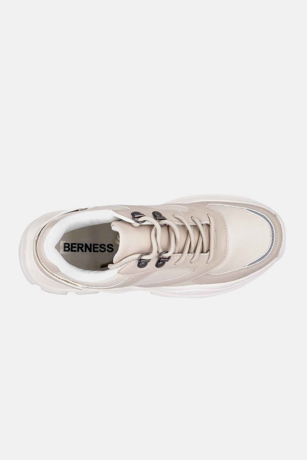 Berness Chunky Sole Lace-Up Sneakers with Velcro Strap in Beige