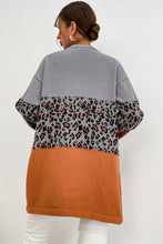 Load image into Gallery viewer, Leopard Print Color Block Dropped Shoulder Cardigan
