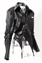 Load image into Gallery viewer, Asymmetrical Hem Cutout PU Leather Jacket
