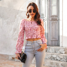 Load image into Gallery viewer, Floral Bubble Sleeve Smocked Top
