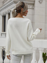 Load image into Gallery viewer, Frilled Sleeves V-Neck Sweater
