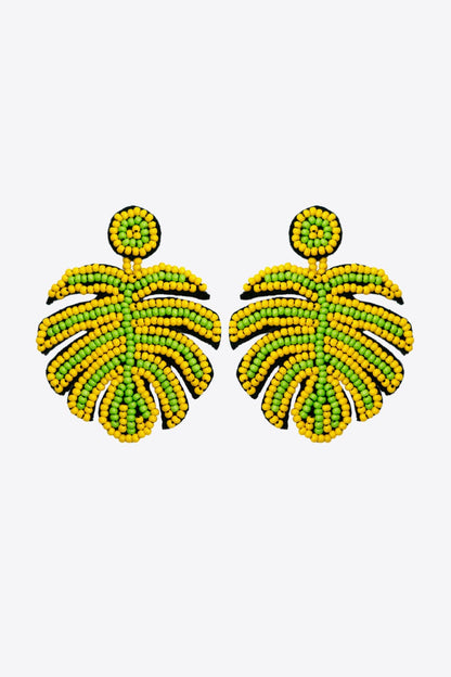 Beaded Banana Leaf Earrings