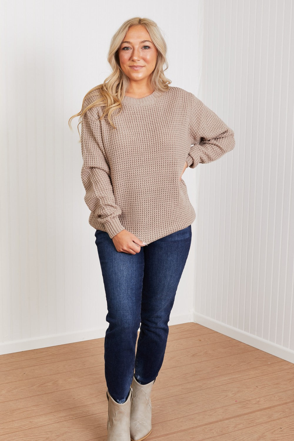 Zenana Autumn is Calling Full Size Waffle Knit Sweater